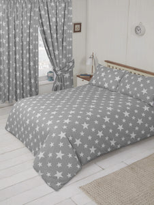 Stars Grey White - Curtain Pair