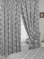 Stars Grey White - Curtain Pair