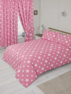 Stars Pink White - Curtain Pair