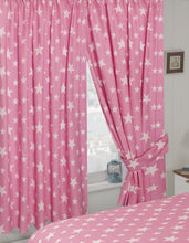 Load image into Gallery viewer, Stars Pink White - Curtain Pair
