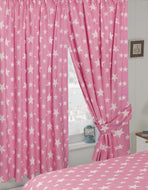Stars Pink White - Curtain Pair