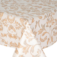 PVC Scroll Copper - Wipe Clean Table Cloth Antique Floral Gold White