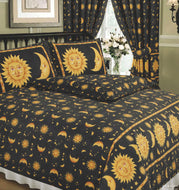 Sun & Moon Black - Duvet Cover Set Space Stars Yellow