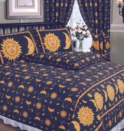 Sun & Moon Blue - Duvet Cover Set Space Stars Navy Yellow