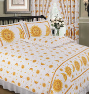 Sun & Moon White - Duvet Cover Set Space Stars Yellow