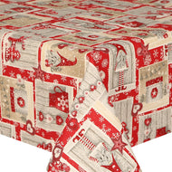 Acrylic Santa Gonk Red - Wipe Clean Table Cloth Gnomes Snowflake Xmas Beige