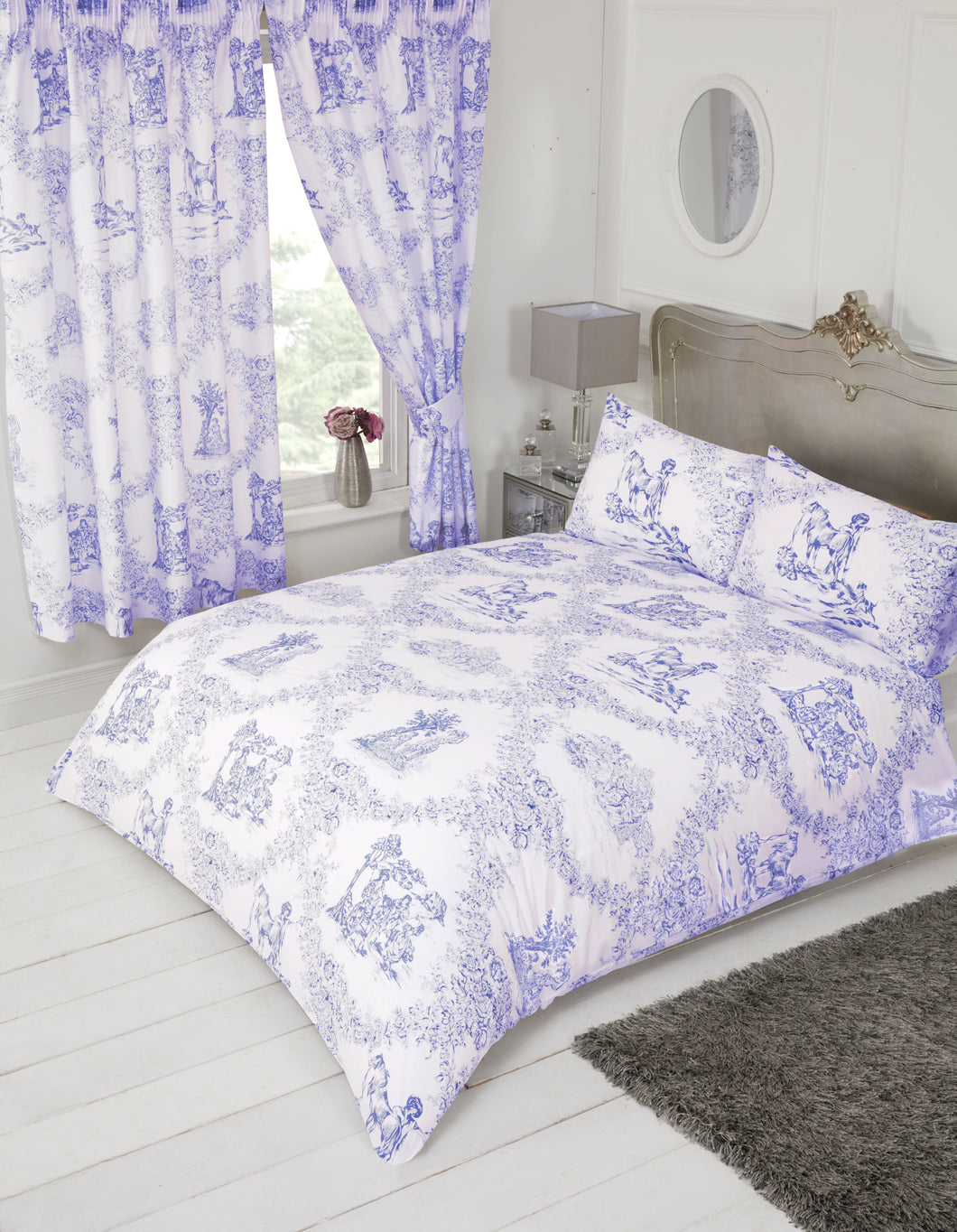 Toile De Jouy Blue - Duvet Cover Set French Countryside Floral