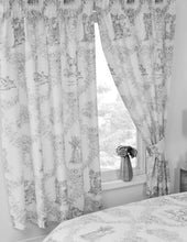 Load image into Gallery viewer, Toile De Jouy Grey - Curtain Pair French Countryside Floral
