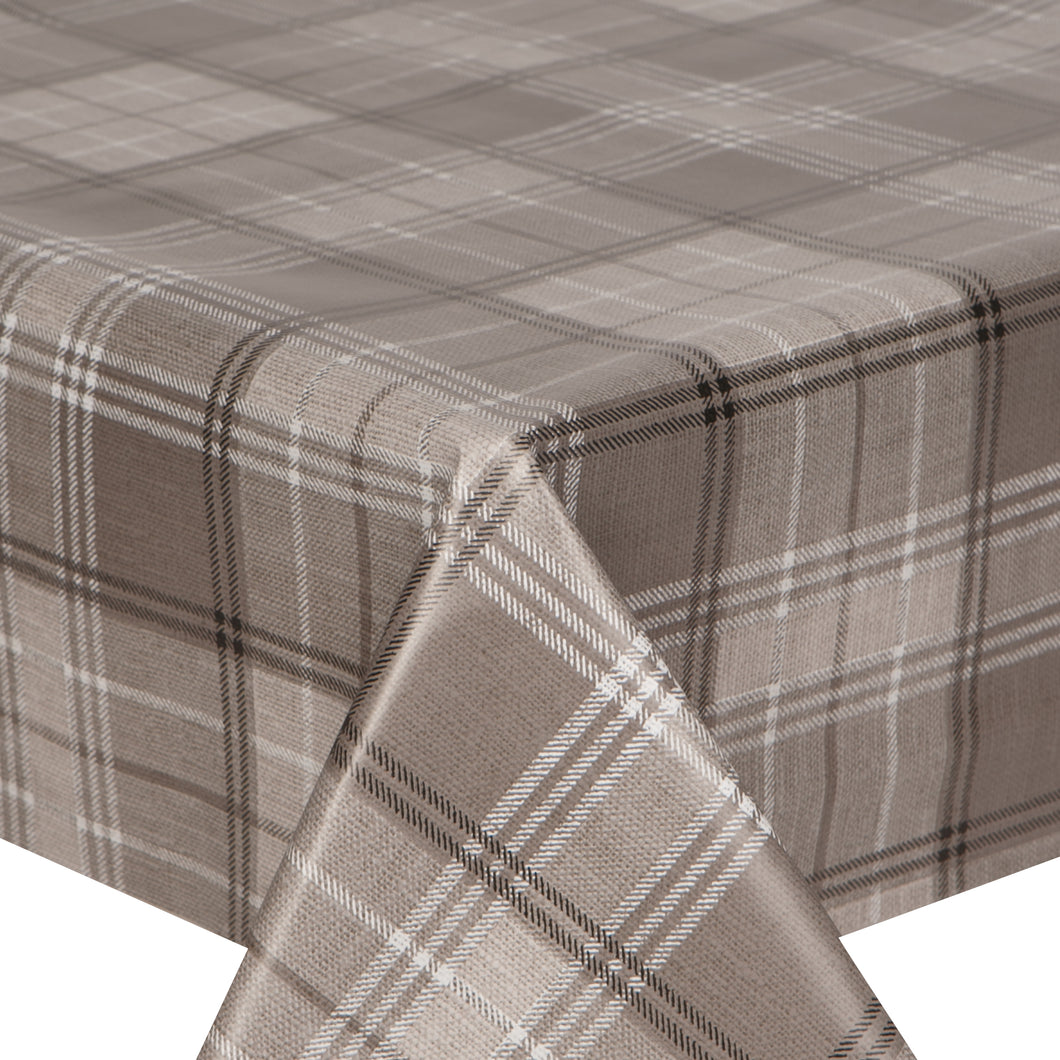 PVC Tweed Grey - Wipe Clean Table Cloth Chevron Tartan Check Charcoal Black