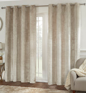 Shimmer Velvet Natural - Eyelet / Ring Top Curtain Pair Beige Mink