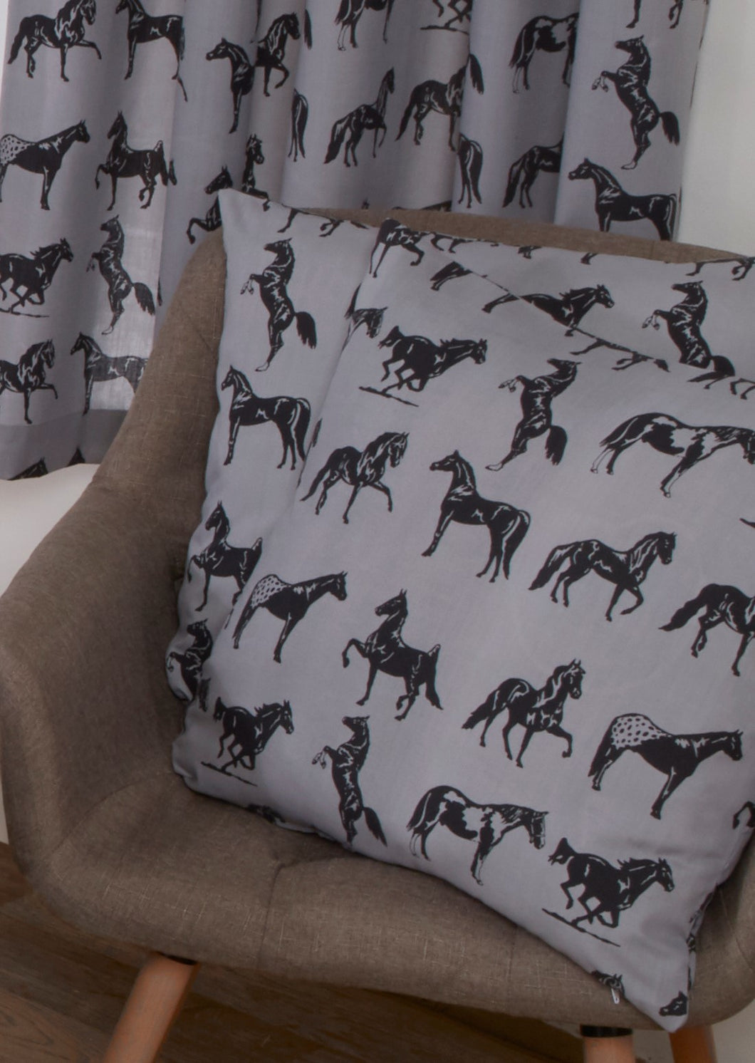 Wild Spirit - Cushion Equestrian Pony Horses Grey Black