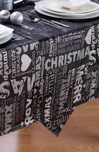 Load image into Gallery viewer, Xmas Words Black Silver - Christmas Table Cloth Range Metallic Text
