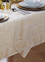 Load image into Gallery viewer, Xmas Words Cream Gold - Christmas Table Cloth Range Metallic Text
