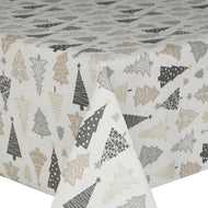 Acrylic Fir Tree Grey - Wipe Clean Table Cloth Festive Xmas Beige