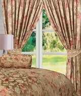 Anastasia Gold - Jacquard Floral Curtain Pair