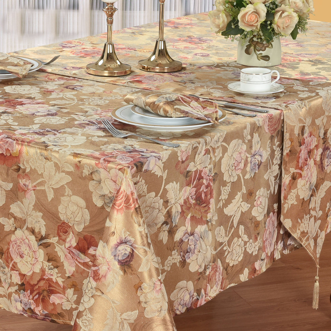 Anastasia Gold - Table Cloth Range Jacquard Floral