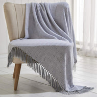 Ascot Grey Throw 130cm x 170cm - Geometric Diamond White Weave