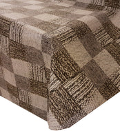 PVC Basket Weave Brown - Wipe Clean Table Cloth Textile Effect