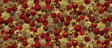 Load image into Gallery viewer, PVC Baubles Red - Wipe Clean Table Cloth Festive Decoration Crimson Gold
