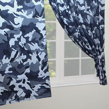 Load image into Gallery viewer, Camo Black - Curtain Pair Army Camouflage Grey Charcoal
