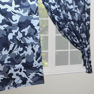 Camo Black - Curtain Pair Army Camouflage Grey Charcoal