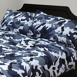 Camo Black - Duvet Cover Set Army Camouflage Grey Charcoal