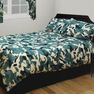 Camo Green - Duvet Cover Set Army Camouflage Khaki Beige Black