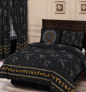 Celestial - Duvet Cover Set Astronomy Constellations Horoscope Star Signs Black Yellow White
