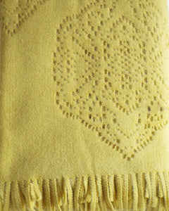 Charlotte Mustard Throw 130cm x 170cm - Knit Effect Yellow Tasselled