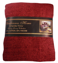 Load image into Gallery viewer, Plain Chenille Red Throw 130cm x 180cm - Soft Tasselled
