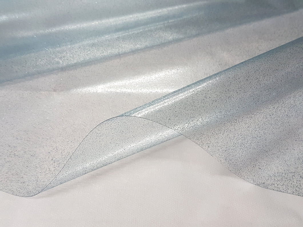 PVC Glitter Blue On Clear - Wipe Clean Table Cloth