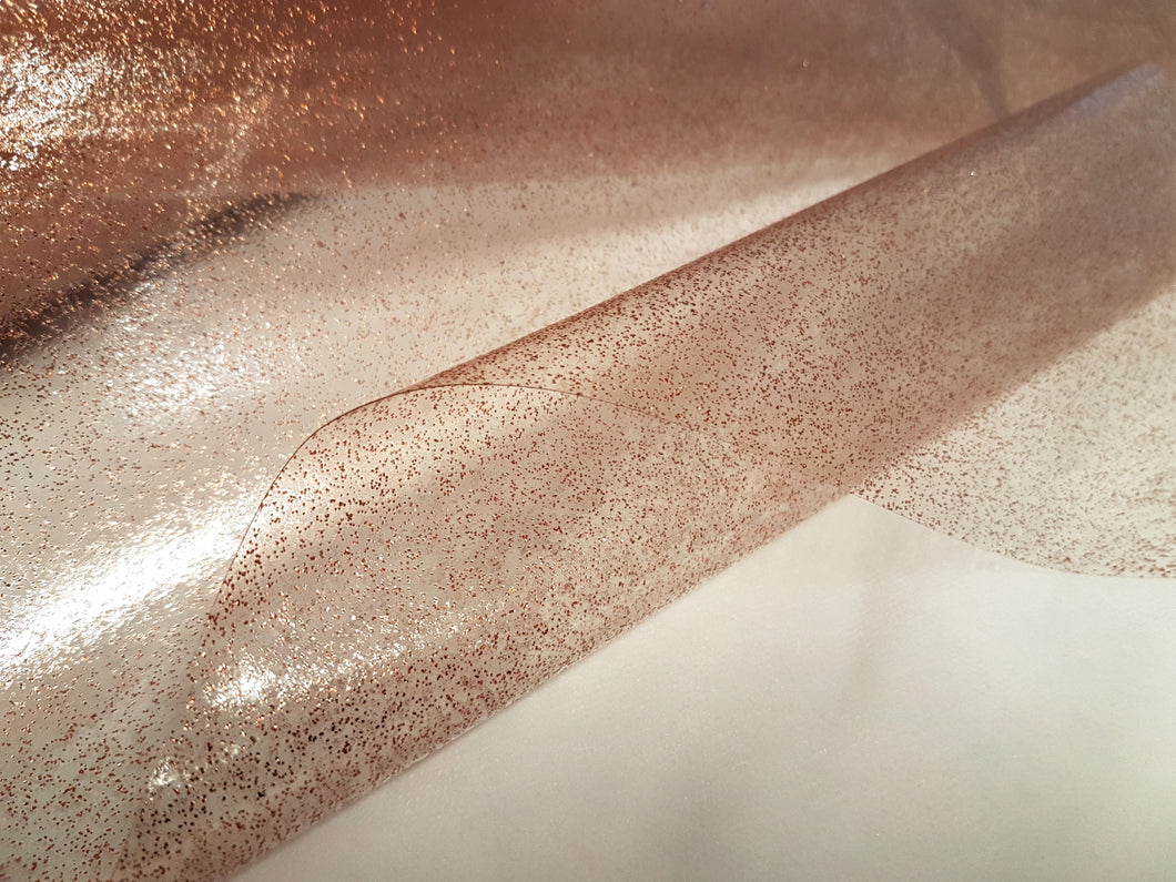 PVC Glitter Bronze On Clear - Wipe Clean Table Cloth Copper