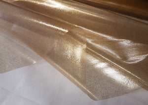 PVC Glitter Gold On Clear - Wipe Clean Table Cloth Yellow