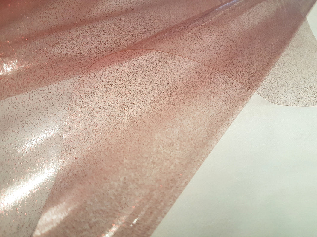 PVC Glitter Red On Clear - Wipe Clean Table Cloth