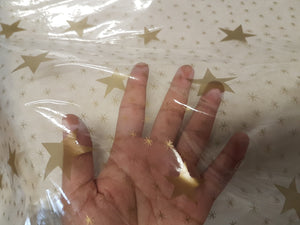 PVC Stars Gold On Clear - Wipe Clean Table Cloth