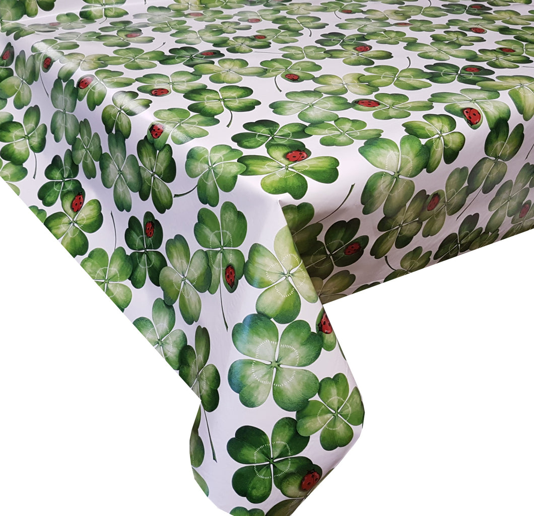 PVC Clover - Wipe Clean Table Cloth Dots Irish Luck Ladybird Green Red