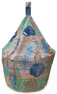 Coastal - Bean Bag Sea Shells Beach Nautical Compass Blue White Beige