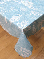 Coastal Rev - Table Cloth Range Sea Shells Beach Nautical Compass Blue White