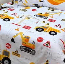 Load image into Gallery viewer, Construction - Duvet Cover Set Diggers Road Works Tools
