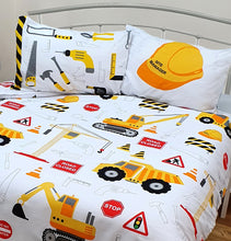Load image into Gallery viewer, Construction - Duvet Cover Set Diggers Road Works Tools
