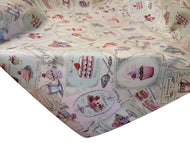 PVC Vintage Cupcakes - Wipe Clean Table Cloth Retro Parisienne Pastries Café Duckegg Blue Green Pink