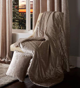 Esquire Ivory Throw 130cm x 170cm - Plain Crushed Velvet Blanket