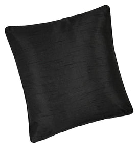 Faux Silk Black Cushion Cover - Slubbed Effect Piped