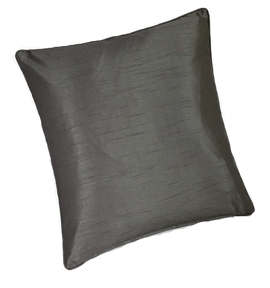Faux Silk Grey Cushion Cover - Slubbed Effect Piped Silver