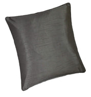 Faux Silk Grey Cushion Cover - Slubbed Effect Piped Silver