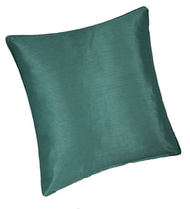 Faux Silk Teal Cushion Cover - Slubbed Effect Piped Green