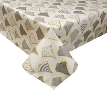 Load image into Gallery viewer, PVC Festive Trees Grey - Wipe Clean Table Cloth Xmas Stars Silver Gold
