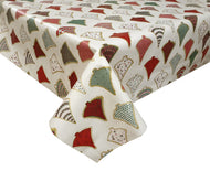 PVC Festive Trees Red - Wipe Clean Table Cloth Xmas Stars Green Gold
