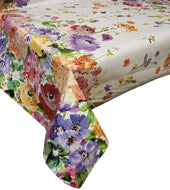 PVC Floral Border - Wipe Clean Table Cloth Watercolour Flowers