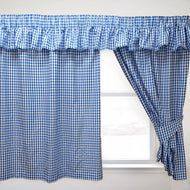 Gingham Check Bluebell - Curtain Pair Or Pelmets Country Cottage Cotton Blue White
